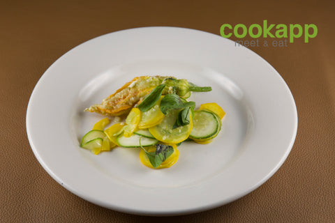 Fried squash blossoms with squash