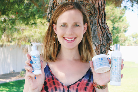 Bottle and Blush blogger photo with Dermatologist's Choice Products 