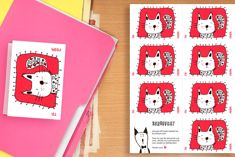 Cat Valentines Card Printable by Scruffcat