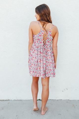 Love this floral lace up back dress - Hello Spring Styles!