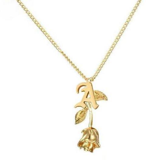 ROSE & LETTER NECKLACE