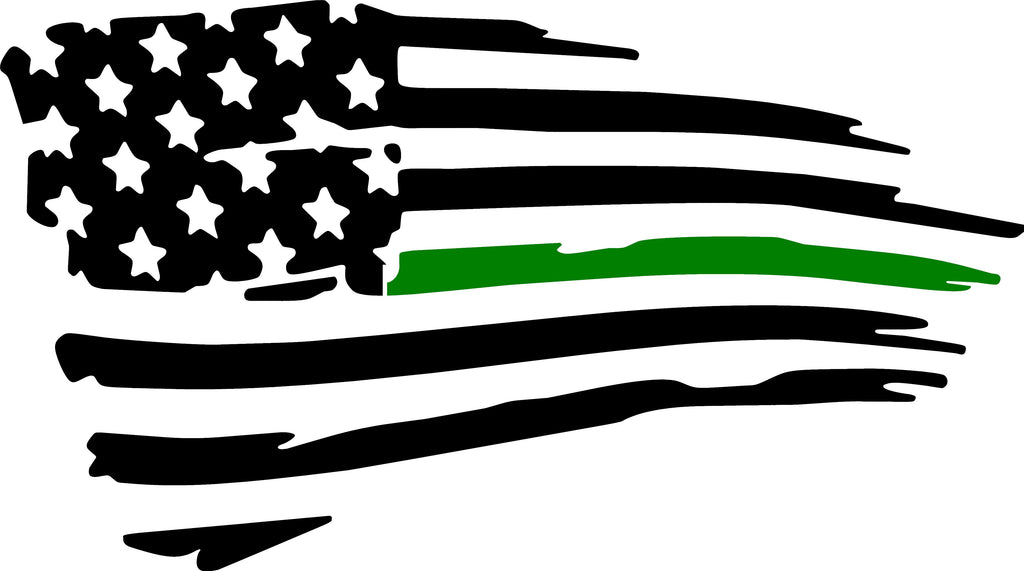 Military Support Flag American Flag Thin Green Line Flag Vinyl Decal Sticker 3x5 Morale Tags