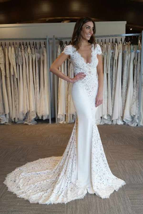 wedding dress short train