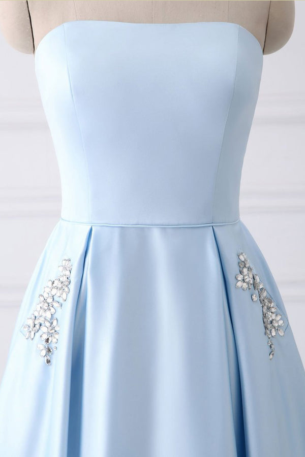 light blue floor length dress