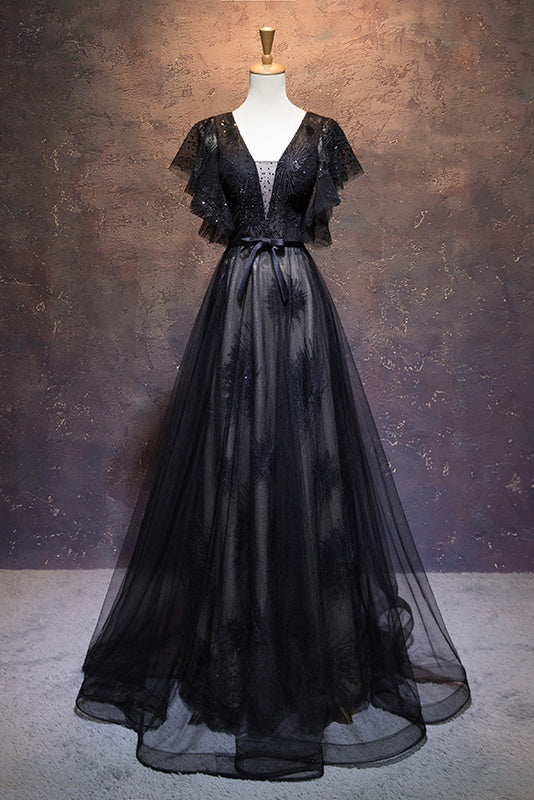modest black prom dresses