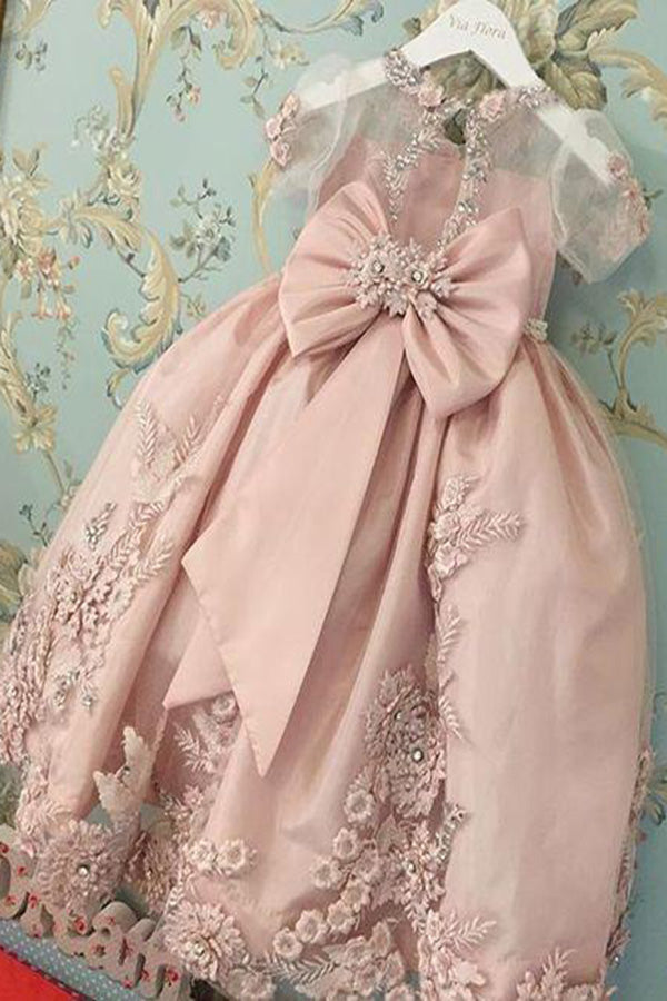 pink princess flower girl dresses