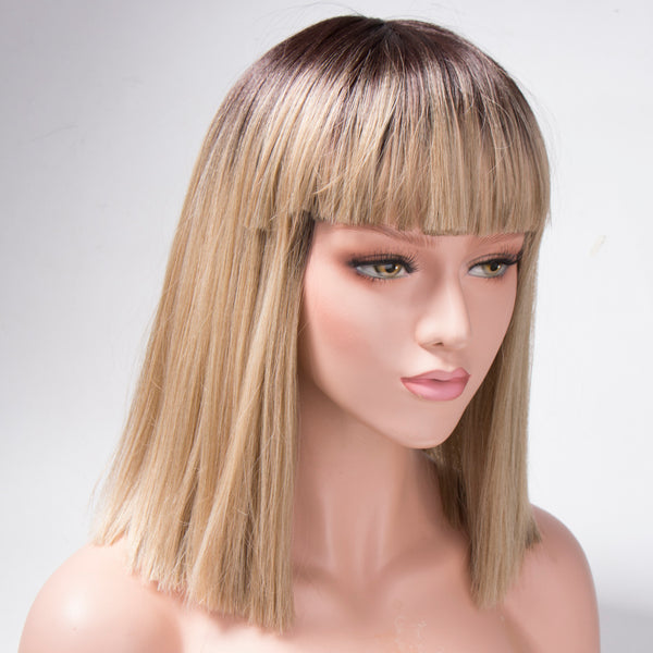 short blonde wig with bangs