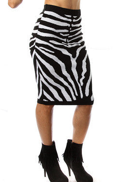 black and white zebra print skirt