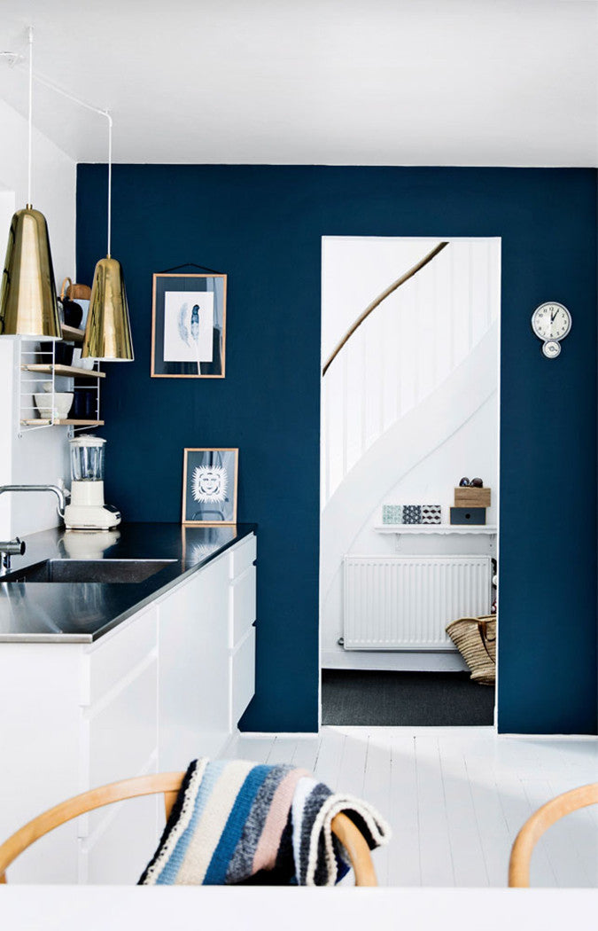 Kitchen With Blue Wall