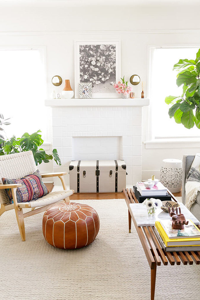 Minimalist White Brick Fireplace