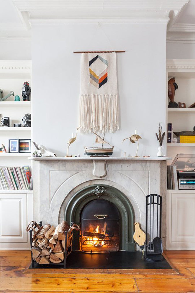 Modern Weaving Above Mantel