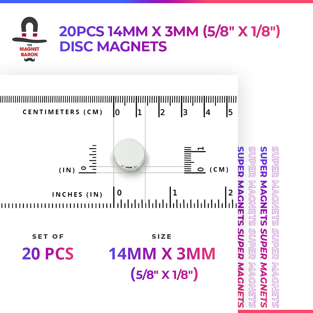 14mm x 3mm (5/8" 1/8") Disc Magnets – Magnet LLC