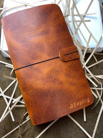 tan leather handmade moleskine journal cover