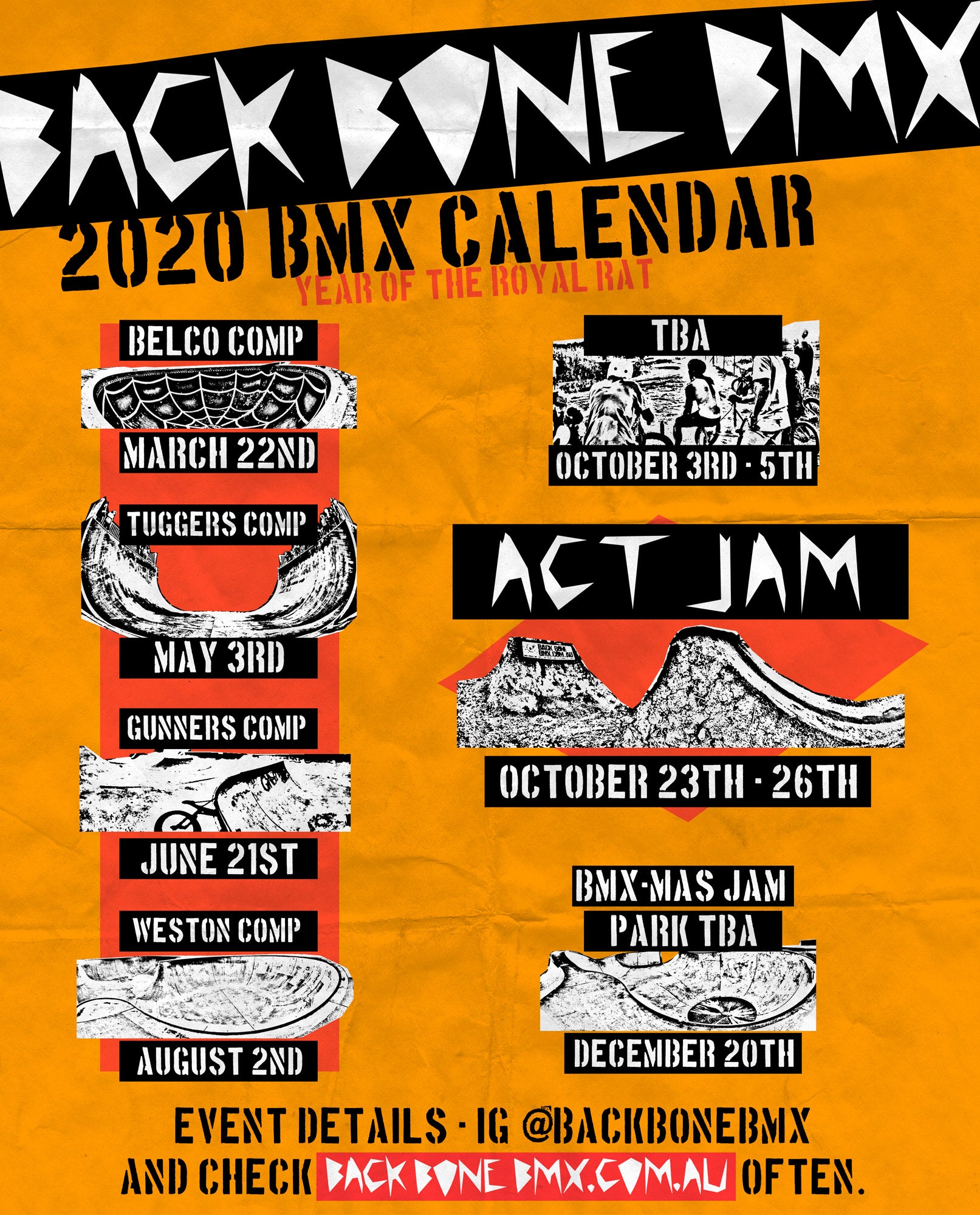 Back Bone BMX events calendar 2020
