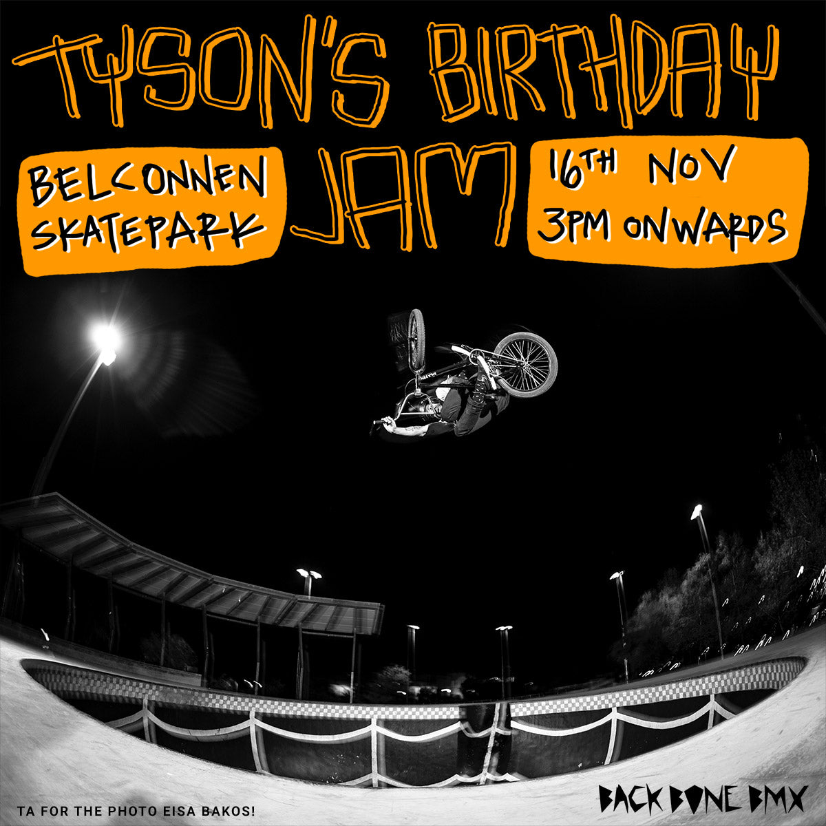 Tyson Belconnen birthday jam flyer