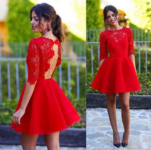 short red prom dresses