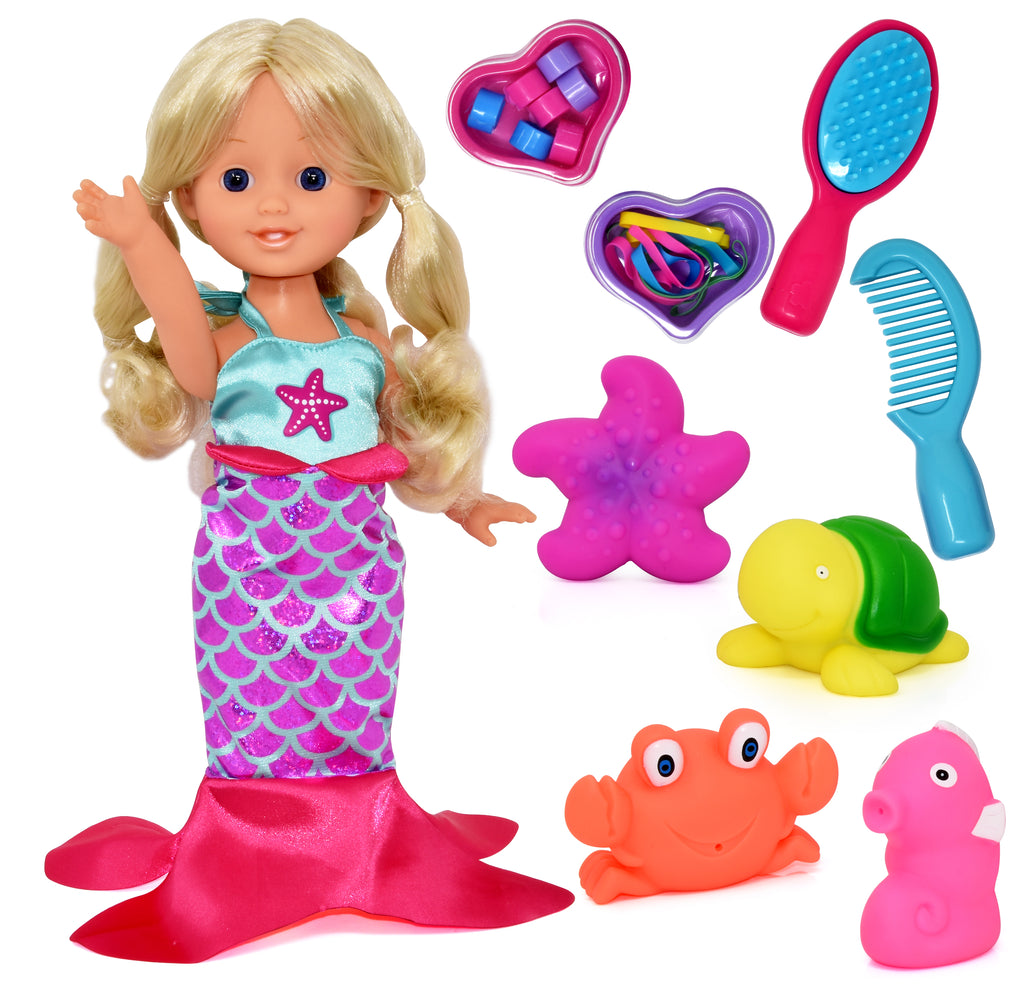Mermaid Doll, 12 Inch Princess with Blonde Hair and Hair Accessories, –  number1inservice