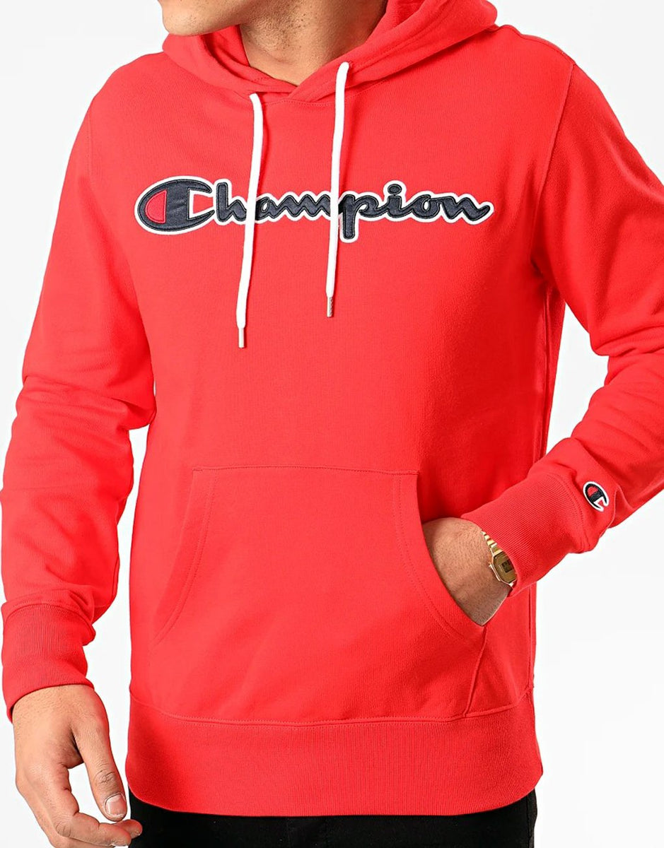 Champion Satin Script Logo Cotton Hoodie Red – Stillo