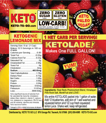 KETOLADE ON-THE-GO Pouch by KETO TO GO Electrolyte & Phytonutrient Lemonade Booster