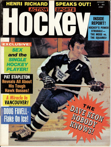 January 1972 NHL Action Sports Hockey Magazine Dave Keon Henri Richard Eddie Shore