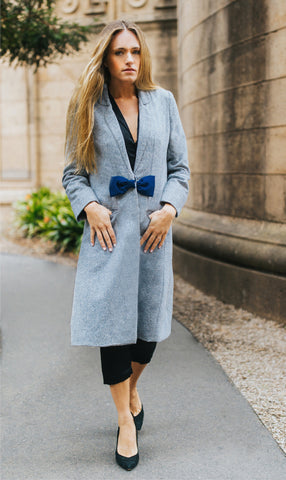 womenswear coat long outerwear blue feminine 