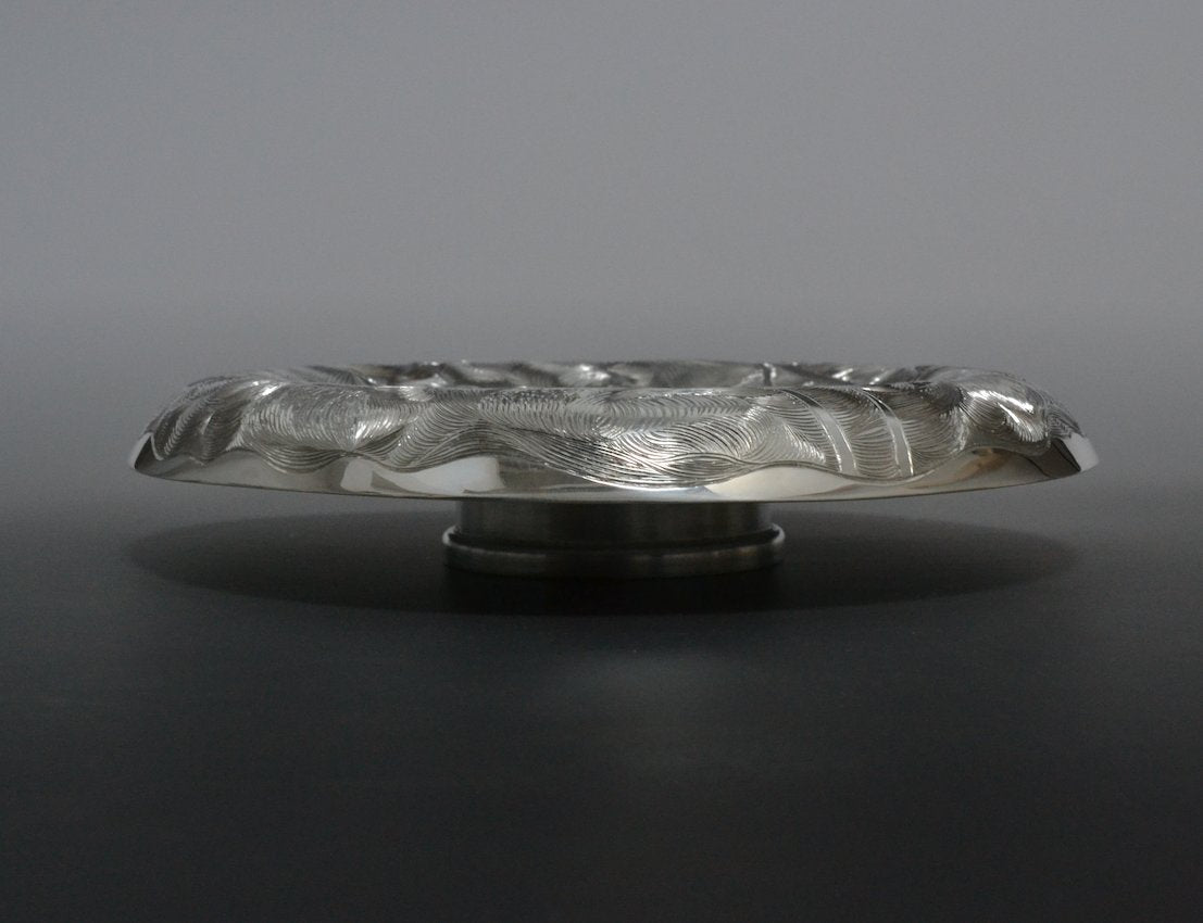 Silver Hand Engraved Plate- Poppy Sideview