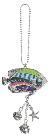 Fish Ganz Car Charm with Dangle Charms and Ball Chain for Rearview Mirror