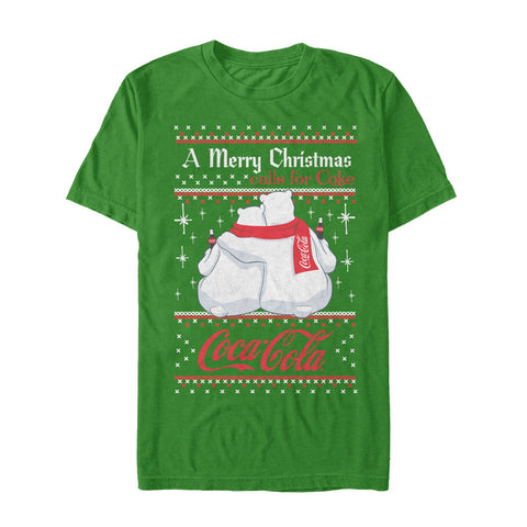 Men's Coke Coca Cola A Merry Christmas Calls For Coke w/ Polar Bears T-Shirt