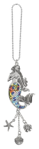 Mermaid Ganz Car Charm with Dangle Charms and Ball Chain for Rearview Mirror