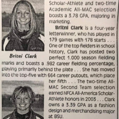 Britni Harris Ball State Softball record holder 2004