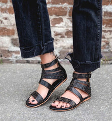 black leather sandal