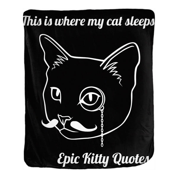 Cat Blanket for People Velveteen Throw This is where my cat sleeps. 50x60 inch EKQ, Blanket, EpicKittyQuotes