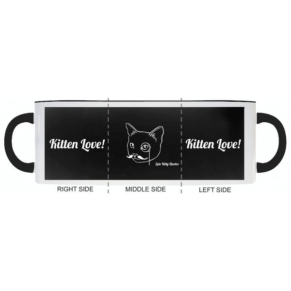 Kitten Love! Cat Coffee Mug Gifts for Cat Lovers EKQ Black and White 11oz, Mug, EpicKittyQuotes
