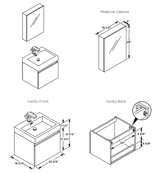 Fresca Nano 24" Modern Bathroom Vanity 