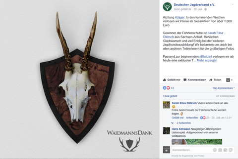 Facebook Verlosung WaidmannsDank und Deutscher Jagdverband e.V.