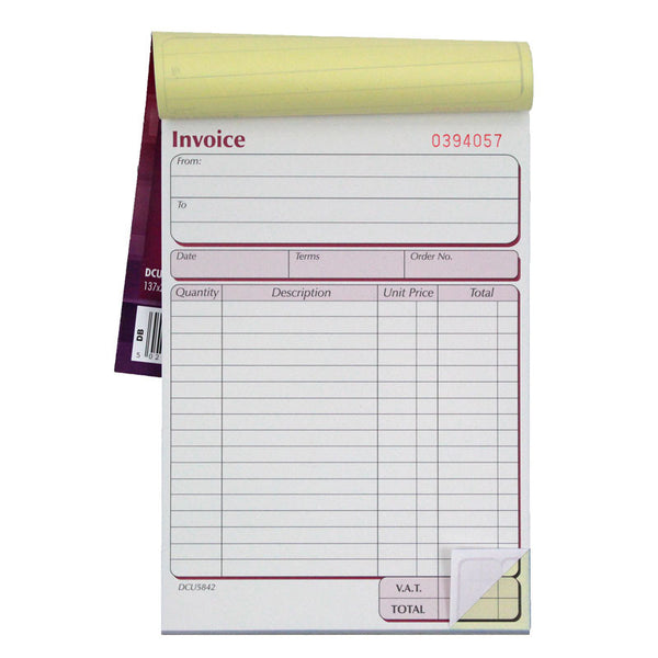 Duplicate Invoice Book NCR Carbonless Preprinted 100 Sets Serially Numbered UK 