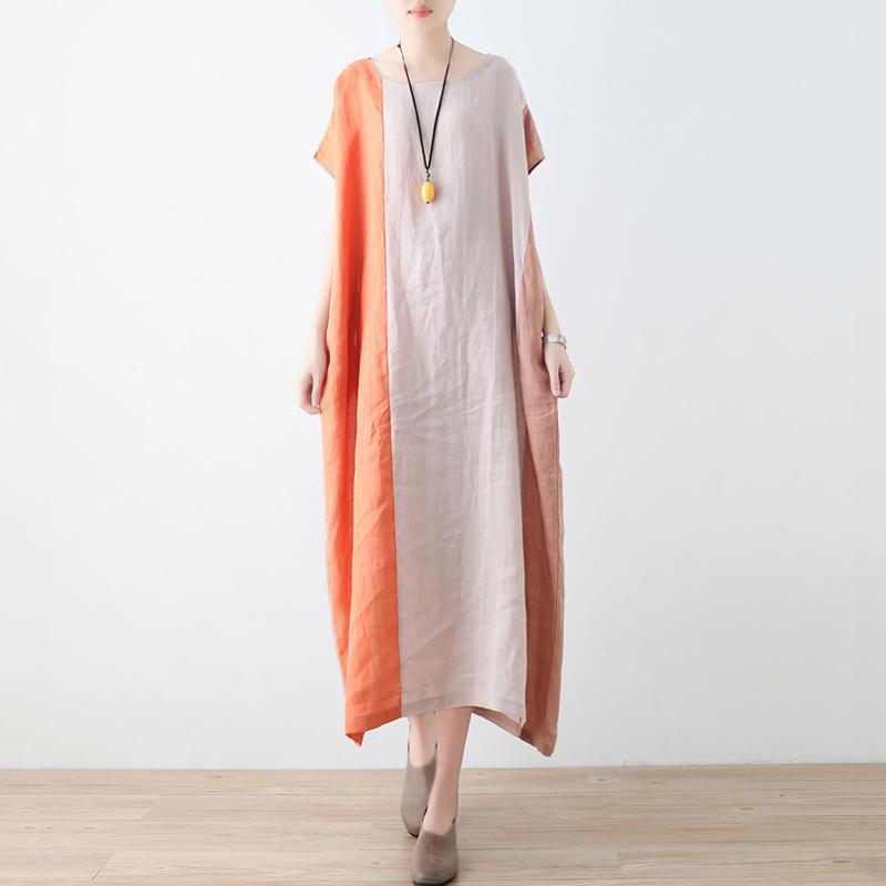 color block linen dress