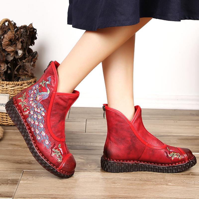 embroidered flat boots