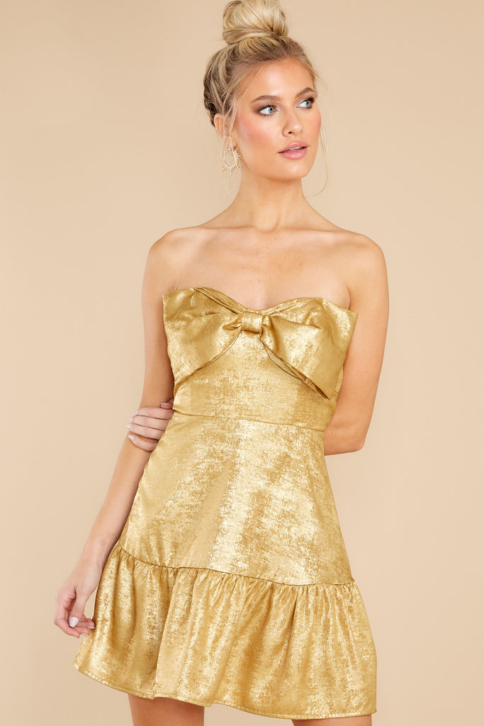 Pretty Gold Dress - Mini Dresses | Red Dress
 