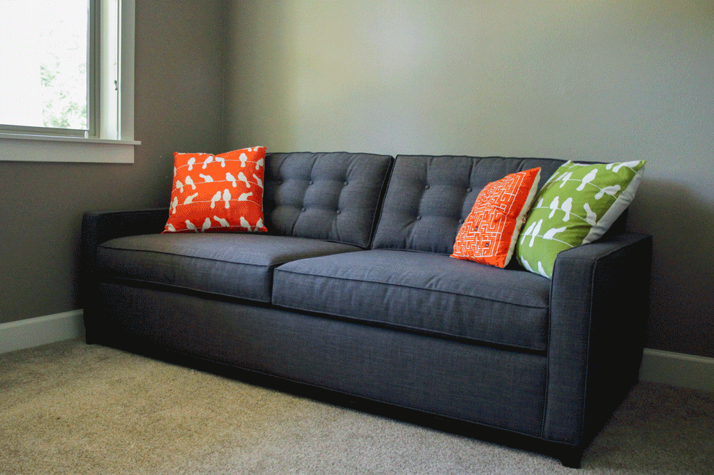 sofa bed wood and fabric