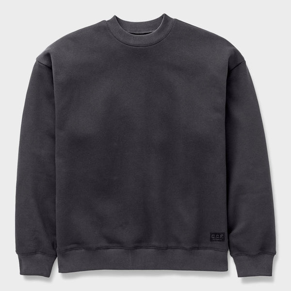 dark grey crew neck sweatshirt