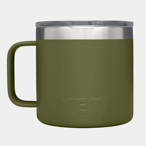 olive green yeti rambler mug