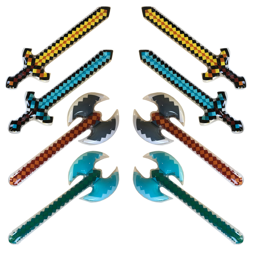 8 Pack - Inflatable Jumbo Pixel and Axes (4 Designs, 2 of Each – megasumer