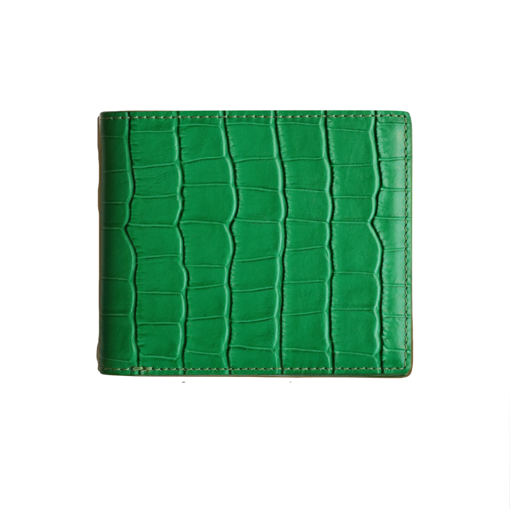 Green Croc Embossed Bifold Wallet 