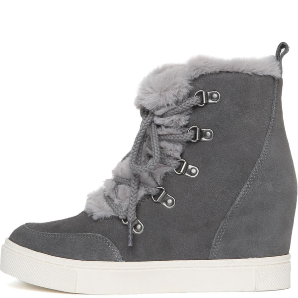 gray wedge boots