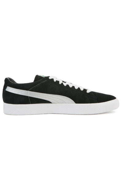 The Suede in Puma Black and Silver TiltedSole.com