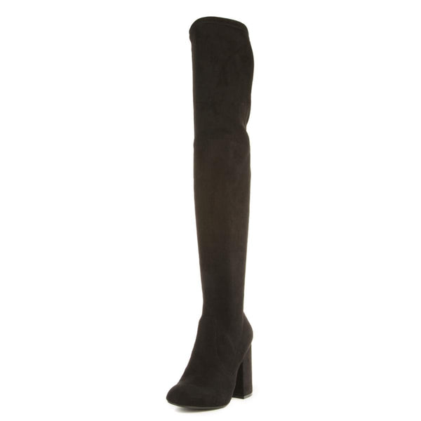 Norri Black Thigh High Heeled Boots