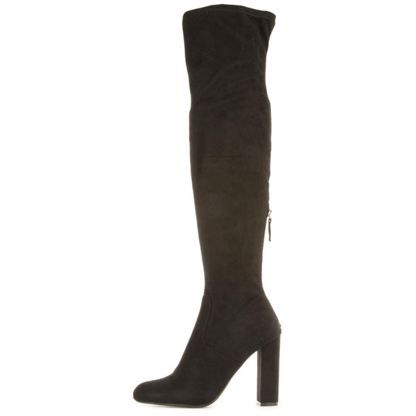 Emotions Black Thigh High Heeled Boots