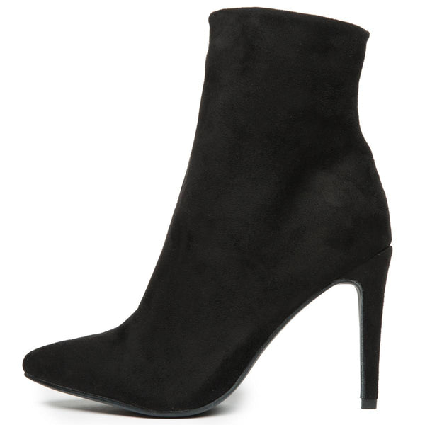 black suede heeled boots