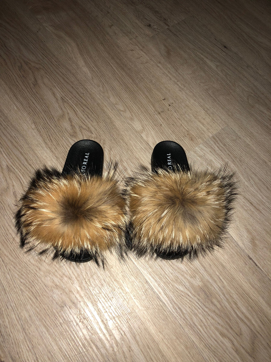 Natural Raccoon Slippers – SHOP SO REAL